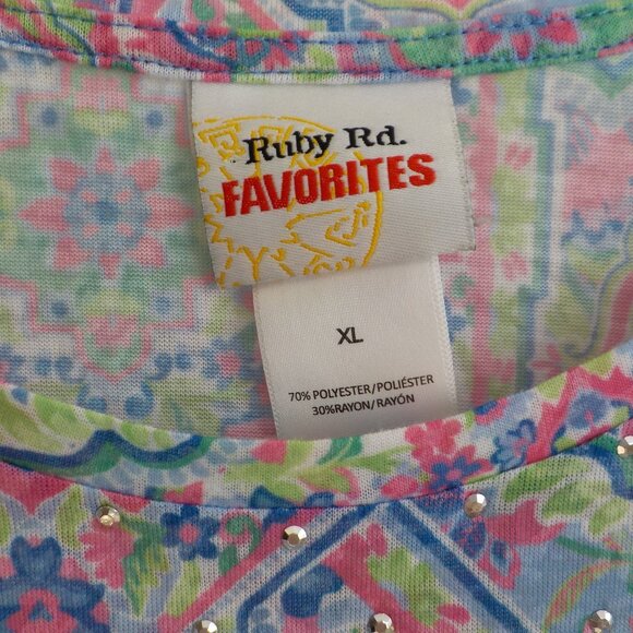 Ruby Rd. Shirt - XLarge - Colorful Print - 3/4 Sleeve (315) - Picture 4 of 5